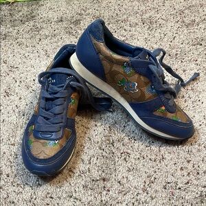 Coach Rebecca Floral Blue Woman’s Sneakers Size 5‎